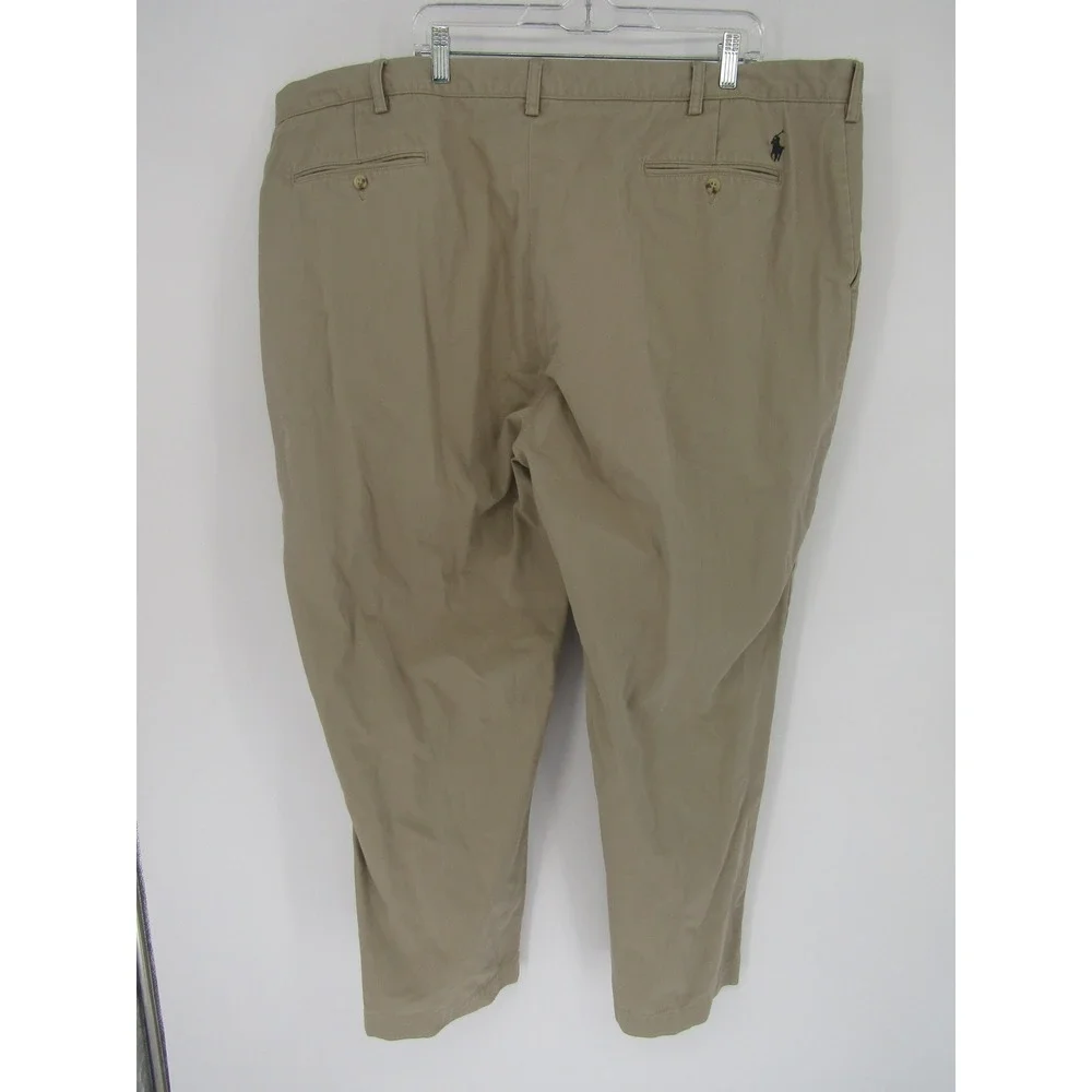 Polo Ralph‎ Lauren Chino Pants 46x30 Tan Flat Front Classic Fit Old Money Preppy